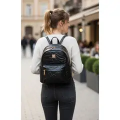 GENERICO - Mochila Pequeña Elegante Mujer Negro Mini Cartera Urbana Casual