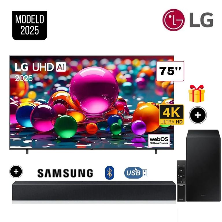 Televisor 75 UHD 4K Smart TV ThinQ AI 75UA8000PSA 2025 + Soundbar B450F
