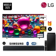 LG - Televisor 75 UHD 4K Smart TV ThinQ AI 75UA8000PSA 2025 + Soundbar B450F