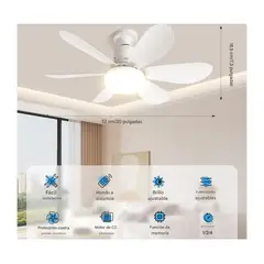 GENERICO - FOCO LED CON VENTILADOR SUPER SILENCIOSO DE 52CM DE 6 ASPAS