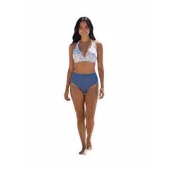 SM - BIKINI TOP TRUZA BLANCO Y CELESTE TALLA S