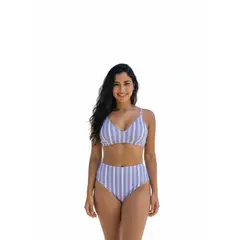 SM - BIKINI A RAYAS CELESTE BLANCO TALLA XL