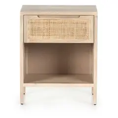 TU MESITA - Velador Rústico con Ratán Marlot color Duna 1 cajón