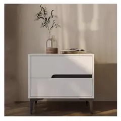TU MESITA - Moderna Mesa de Noche Lucila color Blanco 2 cajones
