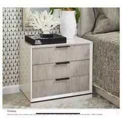 TU MESITA - Velador Moderno en Gloss Maverik color Blanco 3 cajones