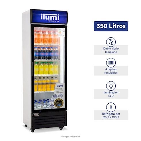 Exhibidor Vertical BC-3500BK 350L 1 Puerta de Vidrio - Blanco