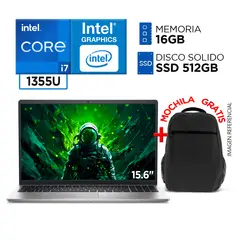 DELL - Laptop Intel Core i7 1355U RAM 16GB SSD 512GB 13va Gen FULL HD IPS + MOCHILA