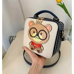 GENERICO - CARTERA PITON BEAR CUERO PU OSITO AZUL CON TACHAS