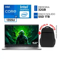 DELL - Laptop Intel Core i7 1355U RAM 32GB SSD 1TB 13va Gen FULL HD IPS + MOCHILA