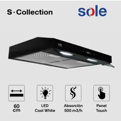 SOLE - Campana Extractora Slim Black S-Collection 60cm TURE18CO