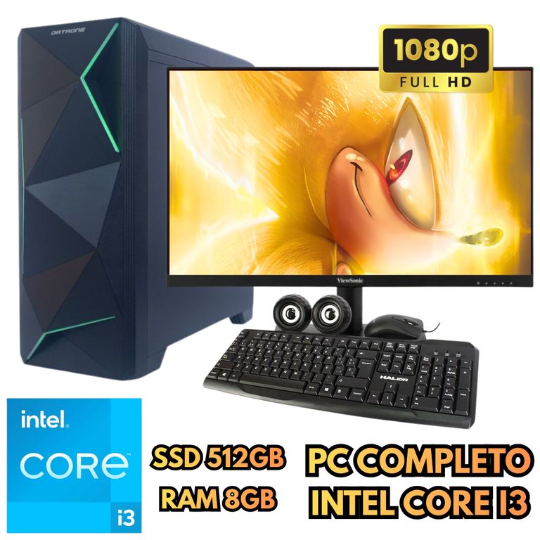 PC DE ESCRITORIO I3 SSD 500GB RAM 8GB MONITOR FHD 24