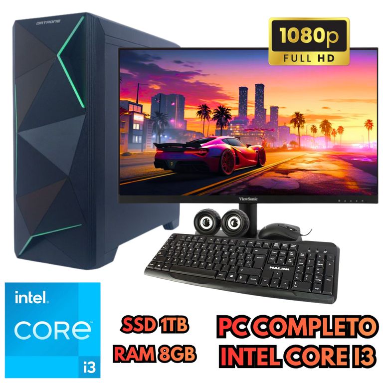 PC DE ESCRITORIO I3 SSD 1TB RAM 8GB MONITOR FHD 24