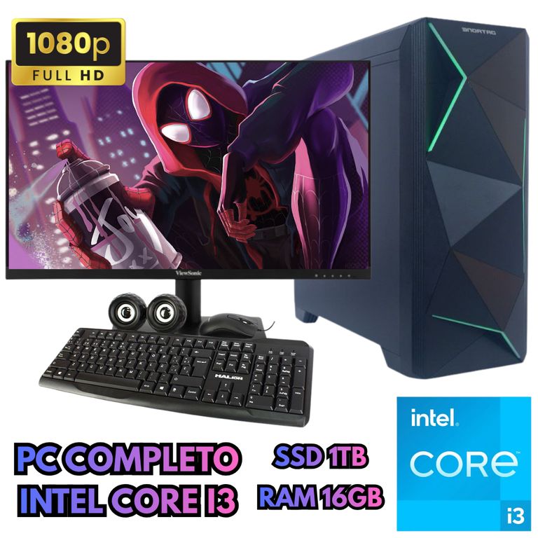 PC DE ESCRITORIO I3 RAM 16GB SSD 1TB MONITOR FHD 24