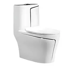 FRATELLI - INODORO ONE PIECE MINIMALISTA BLANCO CON LINEAS NEGRAS 8285