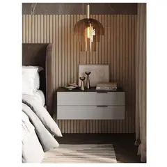 TU MESITA - Velador Mesa de Noche Anubis Flotante color GrisNegro 2 cajones