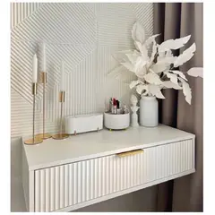 TU MESITA - Velador Flotante Saori color Blanco Acanalado 1 cajón