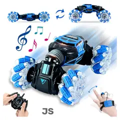 GENERICO - CARRO ACROBÁTICO CONTROL REMOTO STUNT CAR PARA NIÑOS CELESTE JS