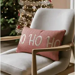 GENERICO - Cojin Bordado Hohoho 50x30cm Cuentos de Navidad con cierre y relleno