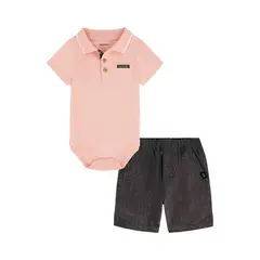 CALVIN KLEIN - Polo y Short Lotus Grey Talla 3 a 6 Meses