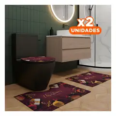 GENERICO - Pack2 Alfombrado Navideño para Baño Bolas Brillantes y Texto Merry Christmas Y+Regalo Sticker