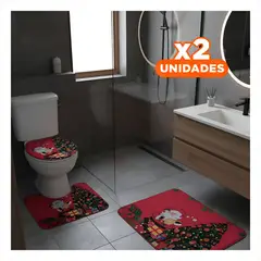 GENERICO - Pack2 Set 3pzs Decorativo de Baño con Santa y Regalos Bajo el Arbol de Navidad Y+Regalo Sticker