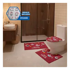 GENERICO - Conjunto de Alfombrillas de Baño con Motivos de Bolas Navideñas y Estrellas Y+Regalo Sticker
