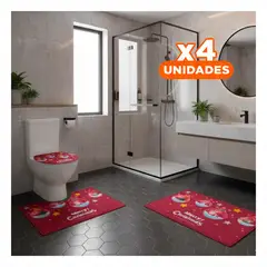 GENERICO - Pack4 Conjunto Navideño para Baño con Esferas Decoradas y Detalles Estrellados Y+Regalo Sticker