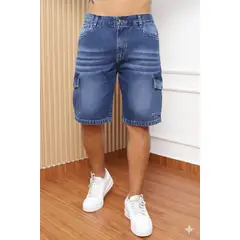 QH - Shorts cargo denim para hombre