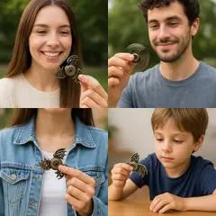 GENERICO - Spinner Metálico Premium 3 Alas – Diseño Dragón, Antiestrés de Alta Duración