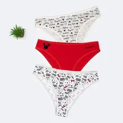 PIONIER - Trusas Tripack Jersey Full Lycra Mujer Clasic-Disney