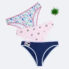 PIONIER - Trusas Tripack Jersey Full Lycra Mujer Minniet-Disney