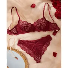 GENERICO - Set de Lencería rojo para mujer S - KEYLA