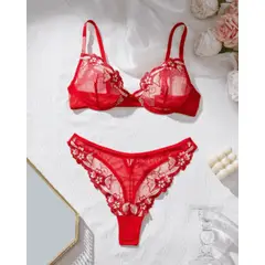 GENERICO - Set de Lencería rojo para mujer M - DARLA