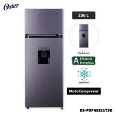 OSTER - REFRIGERADORA 206 L TOP FREEZER GRIS PLATEADO - OS-PDFKE211TSD