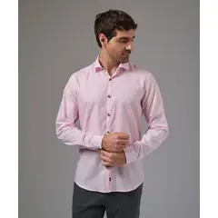 MBO - Camisa Hombre Manga Larga Pechera Ojal Slim Fit Rosa