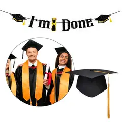 GENERICO - Set de Graduación Birrete + Banner Decorativo