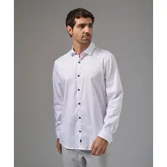 MBO - Camisa Hombre Manga Larga Pechera Ojal Classic Fit Blanco
