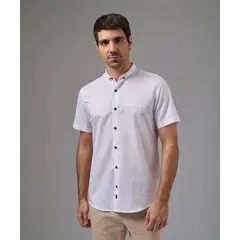 MBO - Camisa Hombre Manga Corta Cuello Micro Bd Classic Fit Blanco