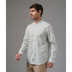 MBO - Camisa Hombre Manga Larga Micro Button Down Classic Fit Verde Estampado