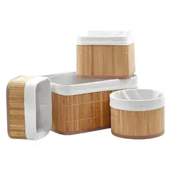 INSPIRA MARKET - Set Canasta Cesto Organizador Multiuso Bambú