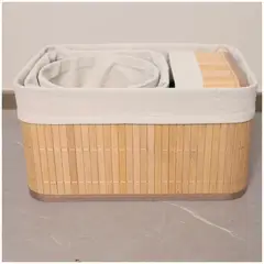 GENERICO - Set Canasta Cesto Organizador Multiuso Bambú