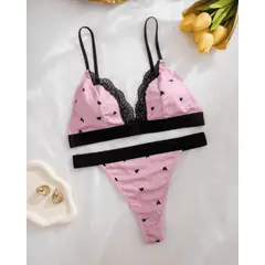 GENERICO - Set de Lencería rosa para mujer S - DAFNE