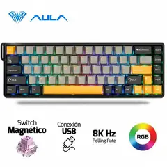 AULA - Teclado WIN68HE MAX Magnético 65% Switch Wing Chun RGB 8000 Hz USB-C