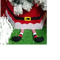 GENERICO - Pies de arbol de navidad santa con pies rojo y blanco