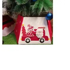 GENERICO - Falda de árbol de Navidad terciopelo rojo y blanco santa