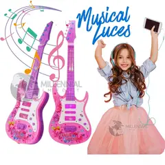 GENERICO - GUITARRA ELECTRÓNICA GRANDE JUGUETE MUSICAL PARA NIÑAS CON LUCES LED