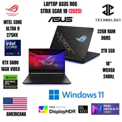 ASUS - LAPTOP ROG STRIX SCAR 18 ULTRA 9 275HX / 32GB RAM DDR5 / 2TB SSD / RTX 5080 16GB VIDEO