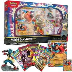POKEMON - Cartas TCG Mega Evolution - Mega Lucario Cards Set y Figura Lucario Inglés