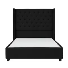 GENERICO - Cama Tapizada Confort Capitoné Negro 1.5 Plz