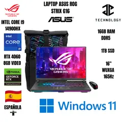 ASUS - LAPTOP ROG STRIX G16 I9 14900HX / 16GB RAM DDR5 / 1TB SSD / RTX 4060 8GB VIDEO